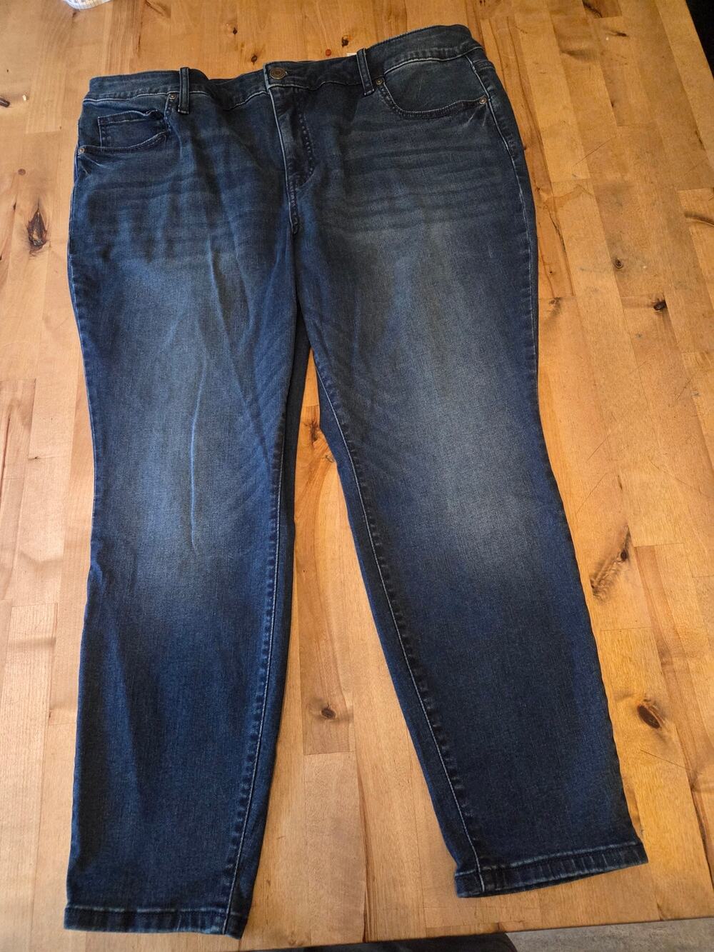 Terra & Sky 18W Petite Skinny Jeans - Dark Wash Comfort Stretch Denim (EC)